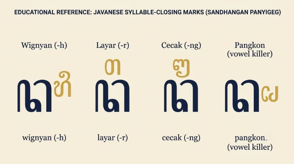 four Javanese syllable-closing marks